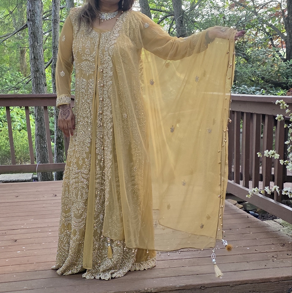 Elegant Gold Embroidered Dress